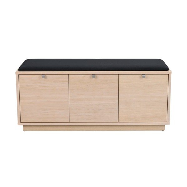 Czarno-naturalna szafka na buty w dekorze dębu z siedziskiem Confetti – Rowico-image-2