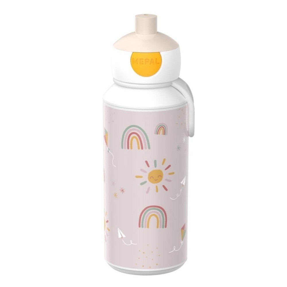 Beżowa plastikowa butelka dla dzieci 400 ml Sunshine & Rainbow – Mepal