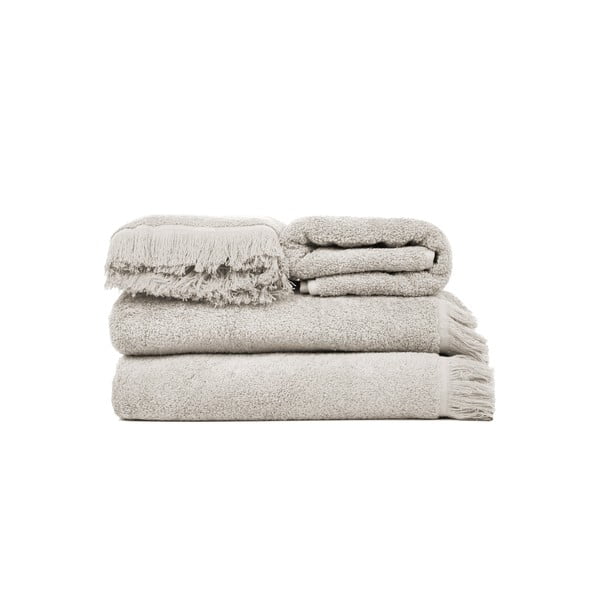 Zestaw 2 jasnoszarych ręczników kąpielowych i 2 ręczników Casa Di Bassi