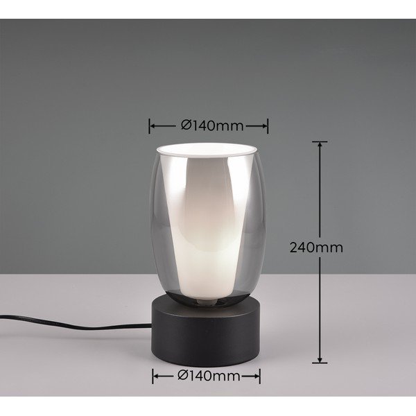 Lampa stołowa w czarno-srebrnym kolorze ze szklanym kloszem (wysokość 24 cm) Barret – Trio Select-image-2