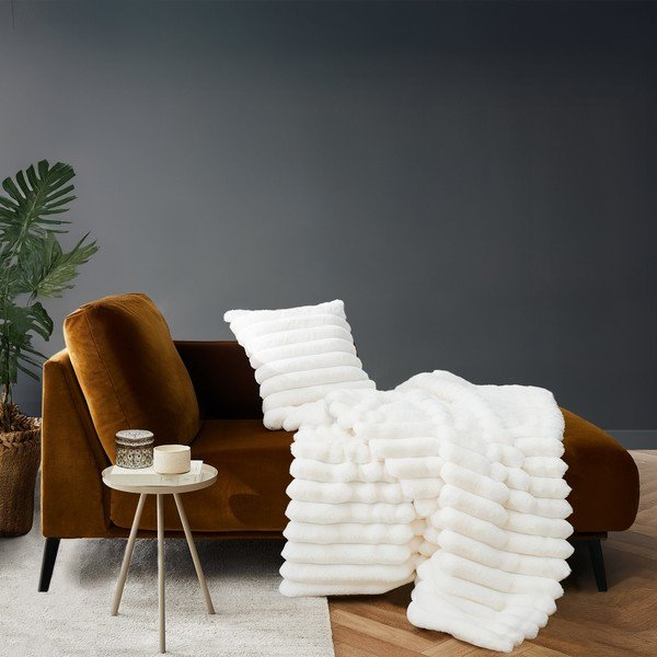 Kremowy koc z mikropluszu 180x220 cm Boudoir – douceur d'intérieur-image-1