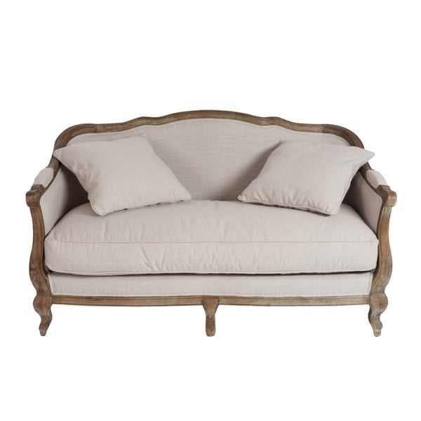 Beżowa sofa z poduszkami J-Line Oak Berg, 154x77x91 cm