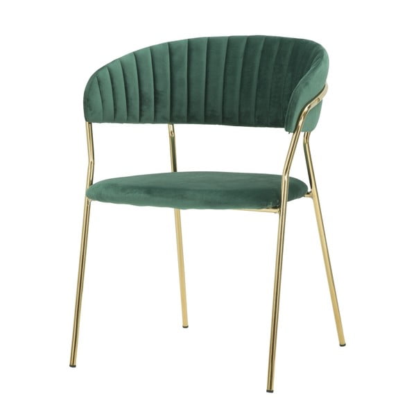 Szmaragdowo-zielone krzesło z konstrukcją w złotym kolorze Mauro Ferretti Poltrona