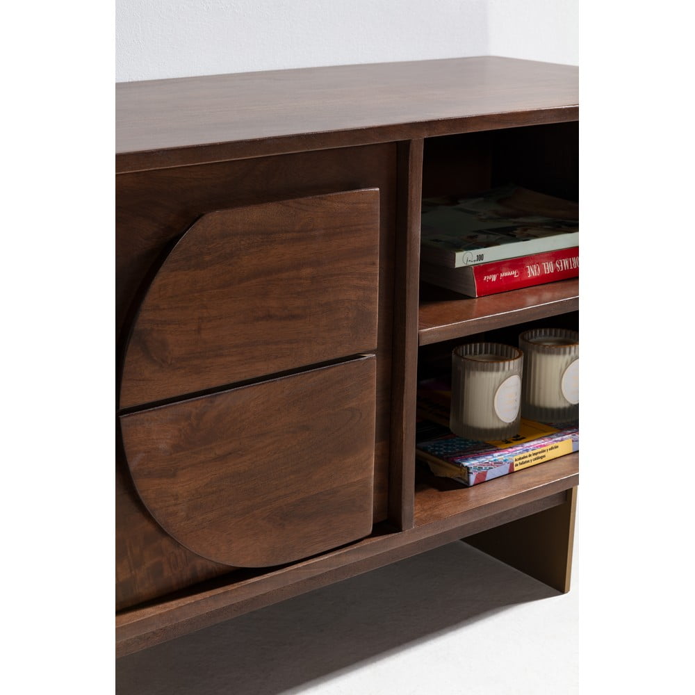 Brązowa szafka pod TV z litego drewna mango 145x55x40 cm Trisha – MOME (zdjęcie 8)