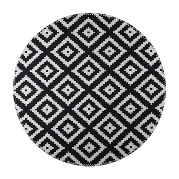 Czarno-biały okrągły dywan odpowiedni do prania ø 120 cm – Vitaus
