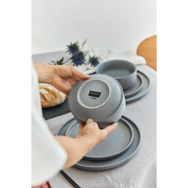 12-częściowy zestaw szarych naczyń kamionki Bonami Selection Malia-image-2