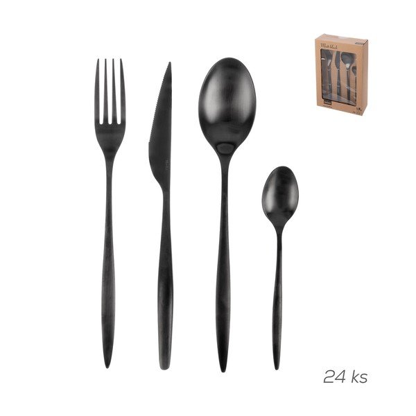 Czarne sztućce ze stali nierdzewnej 24 szt. – Orion-image-3