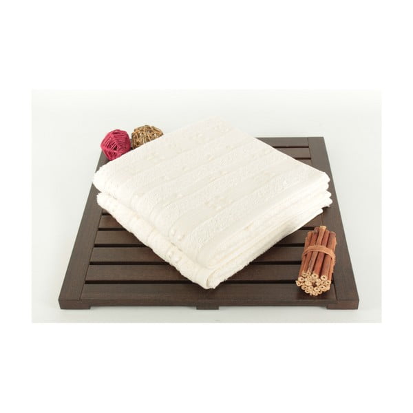 Zestaw 2 kremowych ręczników Patlac, 50x90 cm