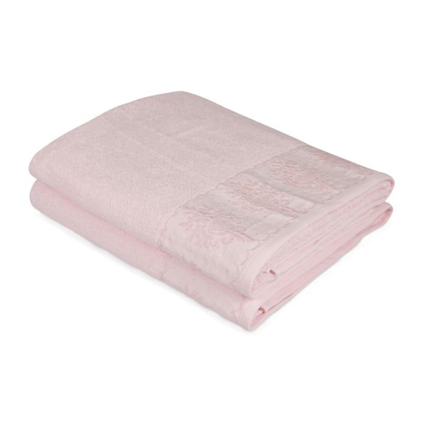 Zestaw dwóch różowych ręczników kąpielowych Victorian, 150x90 cm