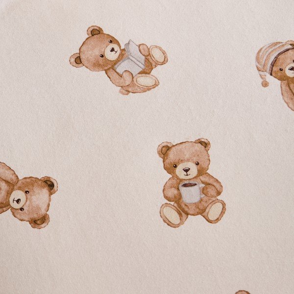 Kremowe flanelowe prześcieradło dziecięce jednoosobowe z gumką 70x140 cm Brushed Teddy Bear – Catherine Lansfield-image-1
