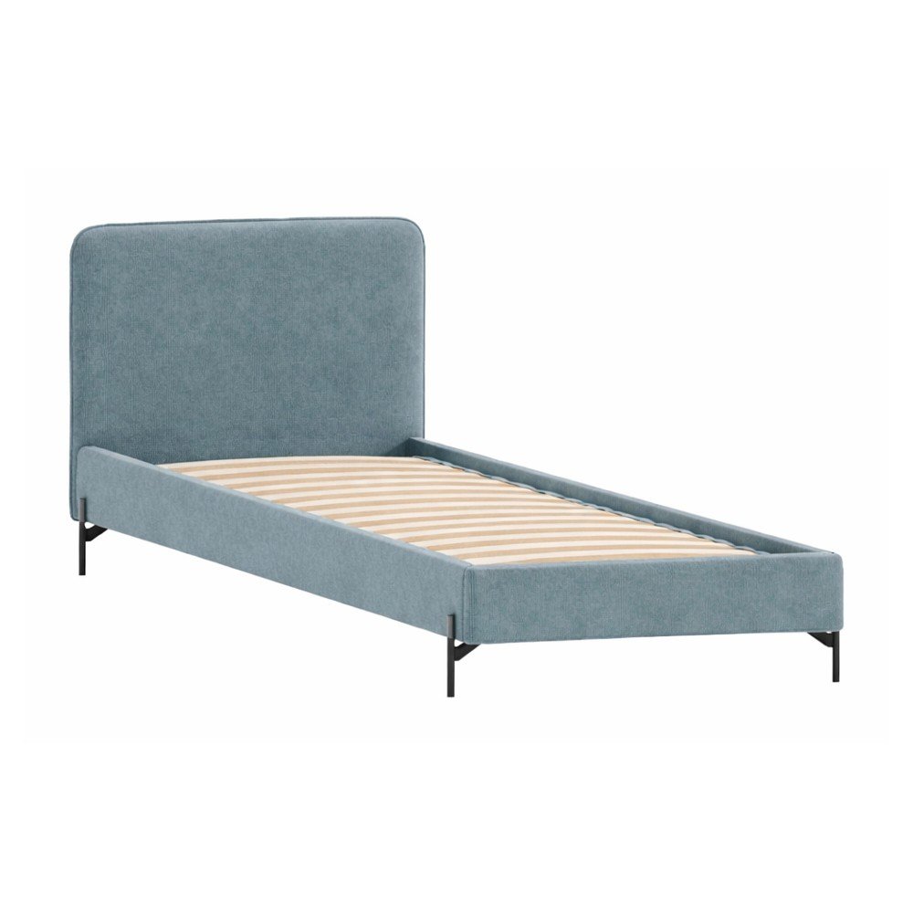 Jasnoniebieskie tapicerowane łóżko ze stelażem 90x200 cm Barker – Ropez