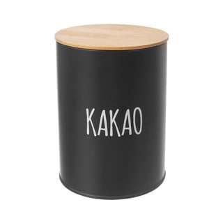 Czarny blaszany pojemnik na kakao z bambusową pokrywką Orion, 1,3 l