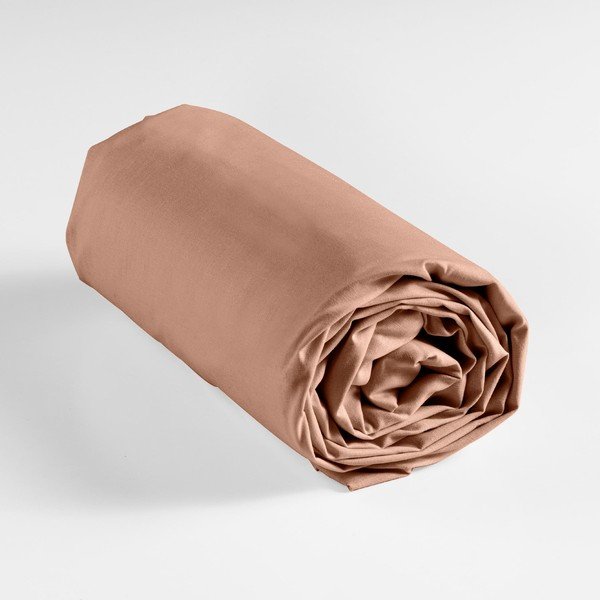 Łososiowe bawełniane prześcieradło z gumką 160x200 cm Lina – douceur d'intérieur-image-3