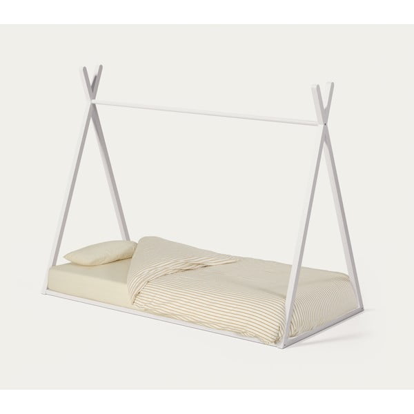 Białe łóżko dziecięce z litego drewna bukowego w kształcie domku ze stelażem 90x190 cm Maralis – Kave Home-image-3