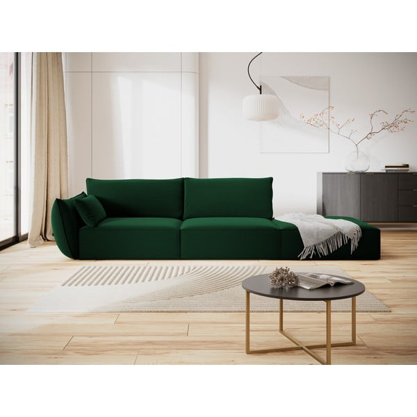 Ciemnozielona aksamitna sofa lewostronna 264 cm Vanda – Mazzini Sofas-image-1