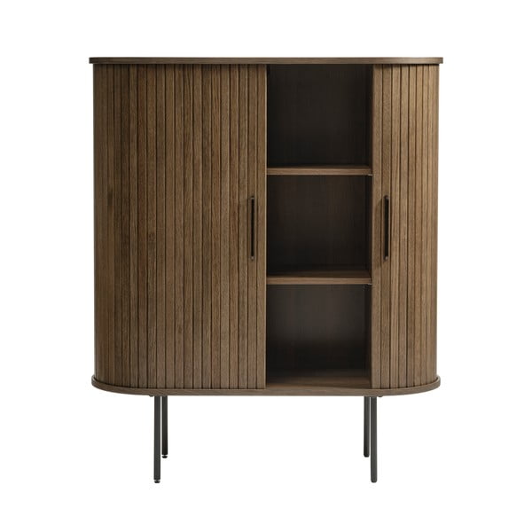 Brązowa szafka w dekorze dębu z drzwiami przesuwnymi 100x118 cm Nola – Unique Furniture-image-4