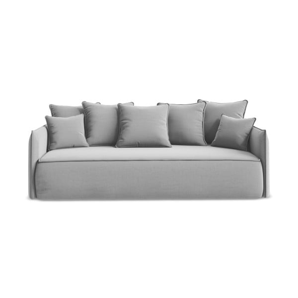 Jasnoszara aksamitna rozkładana/ze schowkiem sofa 225 cm Hula – Makamii
