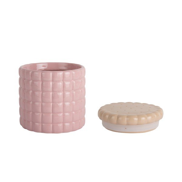 Jasnoróżowy ceramiczny pojemnik dekoracyjny ø 14x15 cm Biscuit Box – PT LIVING-image-3