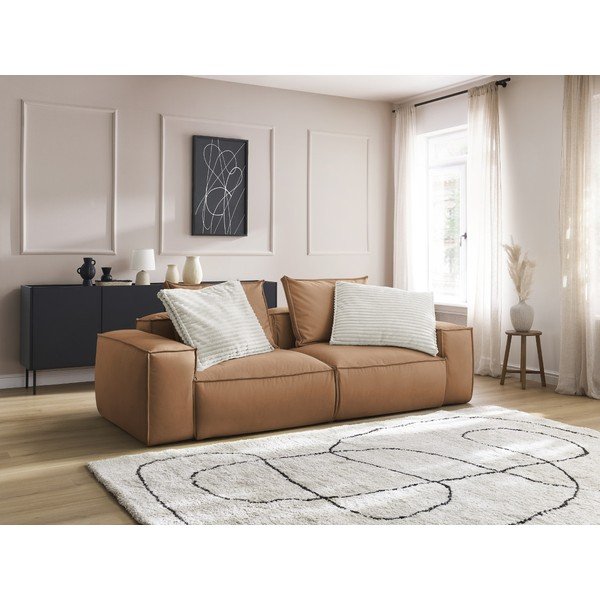 Brązowa sofa z imitacji skóry 260 cm Boheme – Bobochic Paris-image-1