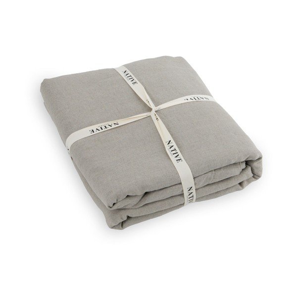 Jasnoszaro-szarobrązowa lniana pościel dwuosobowa 200x200 cm Natural – Native Natural-image-3