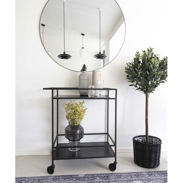 Czarny barek na kółkach ze stalową konstrukcją House Nordic Vita-image-1