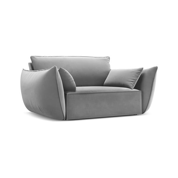 Jasnoszary aksamitny fotel Vanda – Mazzini Sofas