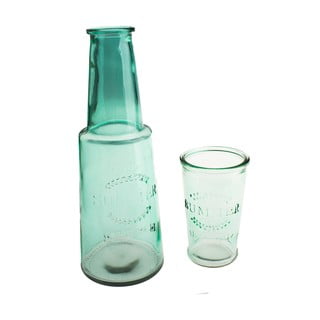 Zielona szklana karafka ze szklanką, 800 ml