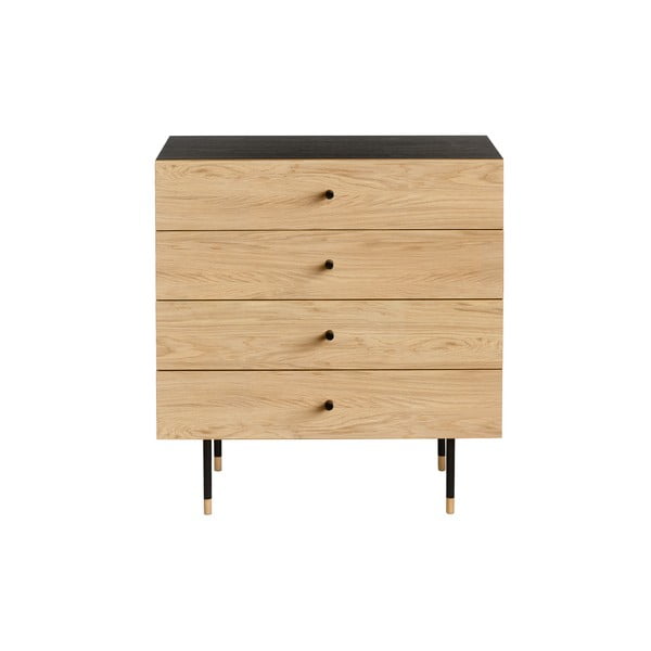 Czarno-naturalna wysoka komoda w dekorze dębu 80x87 cm Jugend – Woodman-image-2