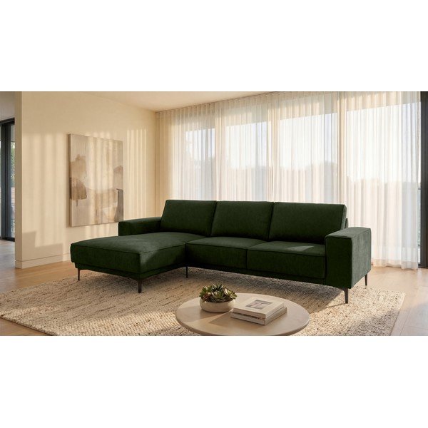 Zielony narożnik z tkaniny szenilowej (lewostronny/z szezlongiem) Copenhagen – Scandic-image-1