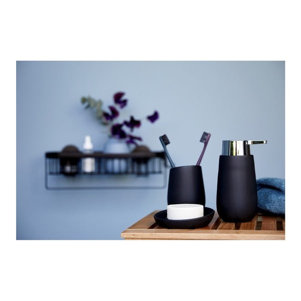 Czarny ceramiczny kubek na szczoteczki Wenko Badi-image-2