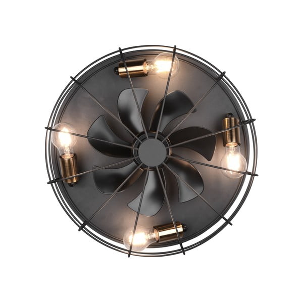 Lampa sufitowa ze zdalnym sterowaniem/z wentylatorem w kolorze matowej czerni Trondheim – Trio-image-4