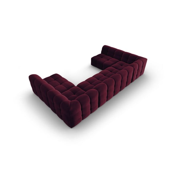 Bordowy aksamitny narożnik (w kształcie litery "U") Kendal – Micadoni Home-image-4