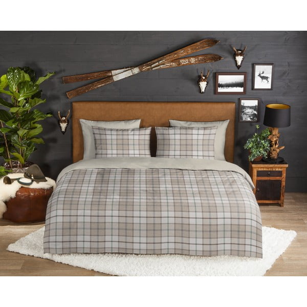 Jasnobrązowa flanelowa pościel jednoosobowa 140x220 cm Bernardus – Good Morning-image-1