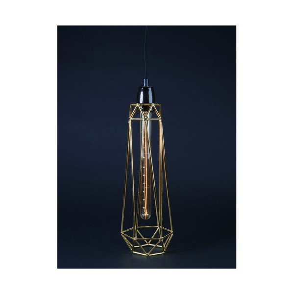 Złota lampa wisząca z czarnym kablem Filament Style Diamond #2-image-1