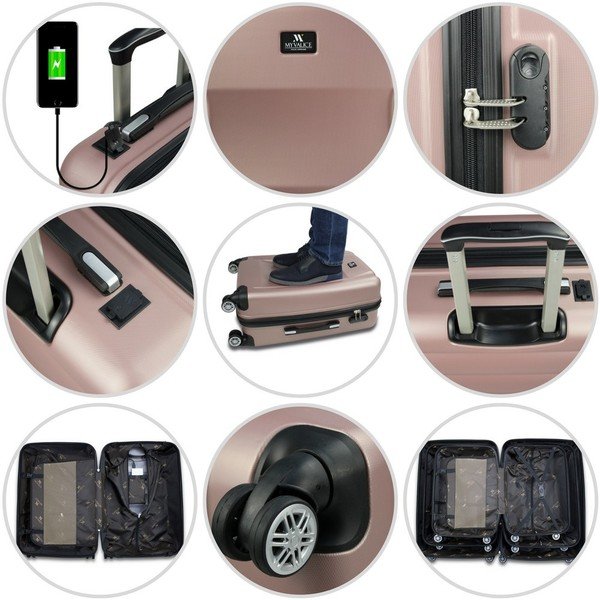 Zestaw 2 różowych walizek na kółkach z USB My Valice LASSO Large & Medium-image-4