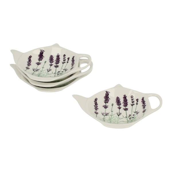 Zestaw 4 porcelanowych podstawek na woreczki od herbaty Duo Gift Lavender