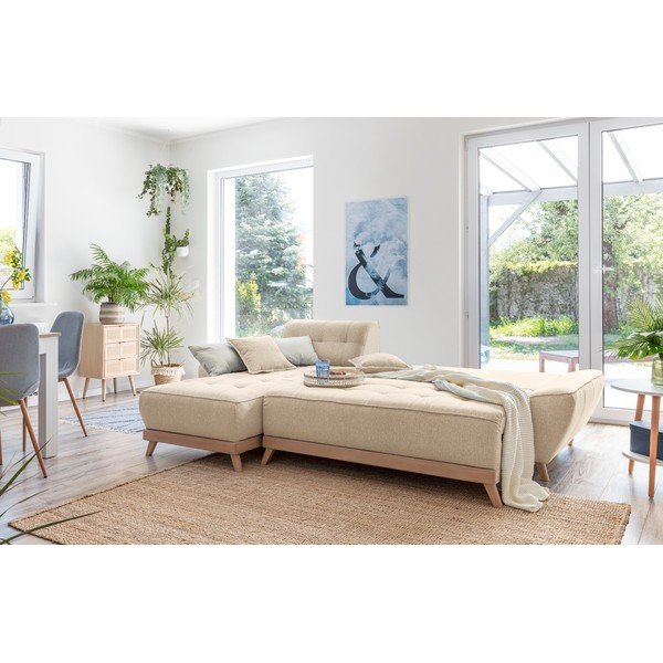 Beżowy rozkładany narożnik wielofunkcyjny Miuform Dazzling Daisy-image-4