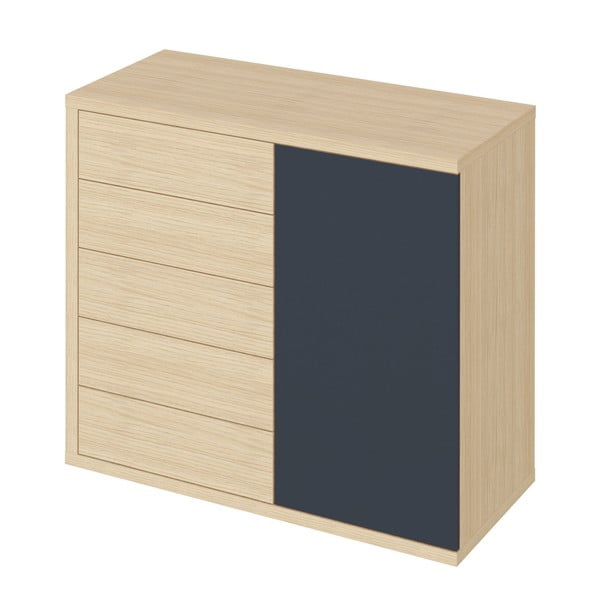 Czarna niska szafa w dekorze dębu 113x113 cm Hugo – TemaHome-image-2