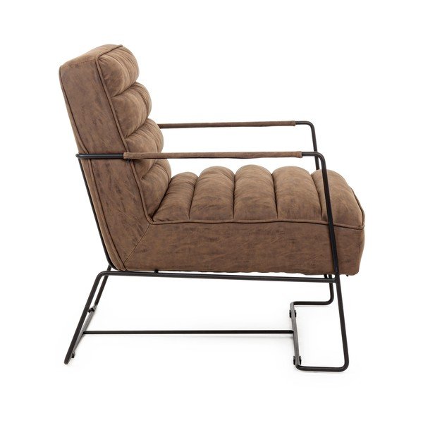 Brązowy fotel z imitacji skóry Brianna – Bizzotto-image-3