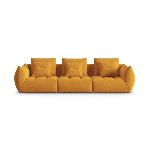 Żółta aksamitna sofa 332 cm Bloom – Micadoni 