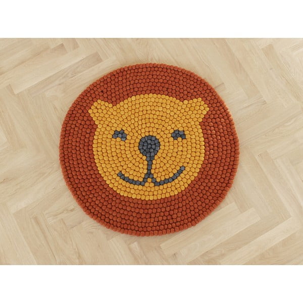 Dziecięcy wełniany dywan kulkowy Wooldot Ball Rugs Lion, ⌀ 90 cm