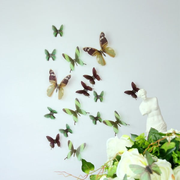 Naklejka WALPLUS Motyle 3D, zielone