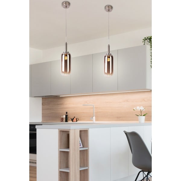 Antracytowa lampa wisząca LED ze szklanym kloszem ø 13 cm Fiuggi – Candellux Lighting-image-3