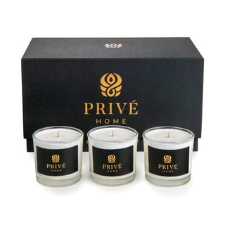 Zestaw 3 białych świec zapachowych Privé Home Lemon Verbena/Mimosa-Poire/Rose Pivoine