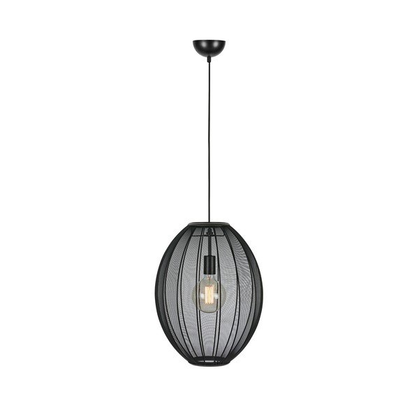Czarna lampa wisząca z tekstylnym kloszem ø 40 cm Florence – Markslöjd