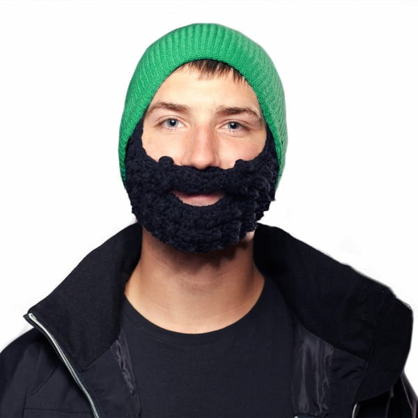 Zielona czapka z czarną brodą Beardo Attached