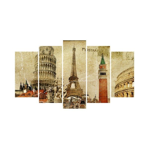 Obraz wieloczęściowy 3D Art Mauve Eiffel, 102x60 cm