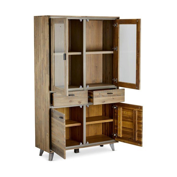 Witryna z litego drewna akacjowego 110x187 cm Malaga – Furnhouse-image-3