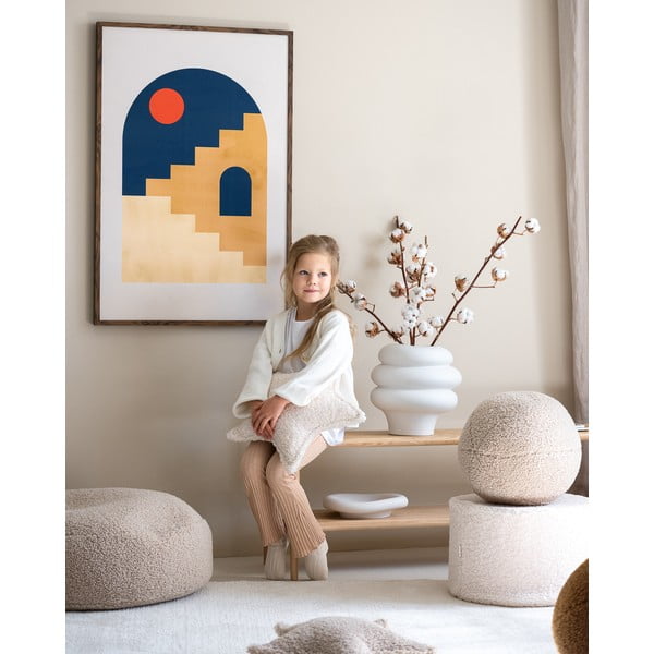 Kremowy puf dziecięcy z materiału bouclé – Wigiwama-image-1