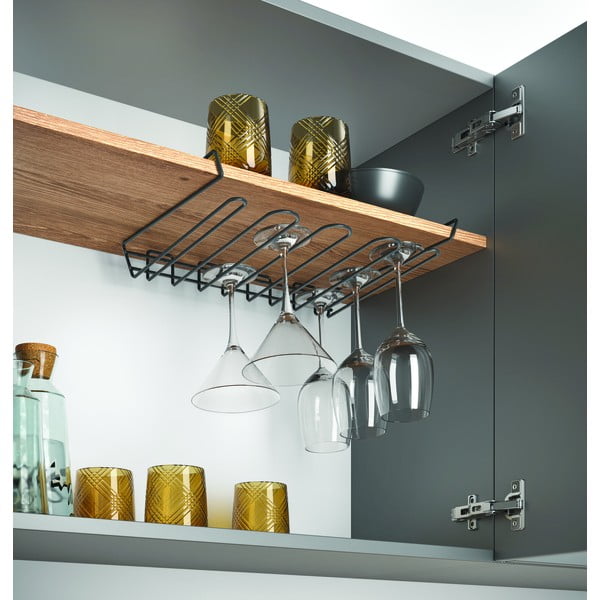 Czarny wiszący uchwyt na kieliszki Metaltex Wine Glass-image-1